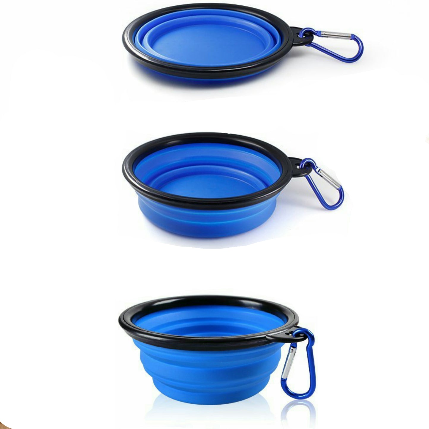 Single Blue Silicone Collapsible Travel Bowl - 12oz