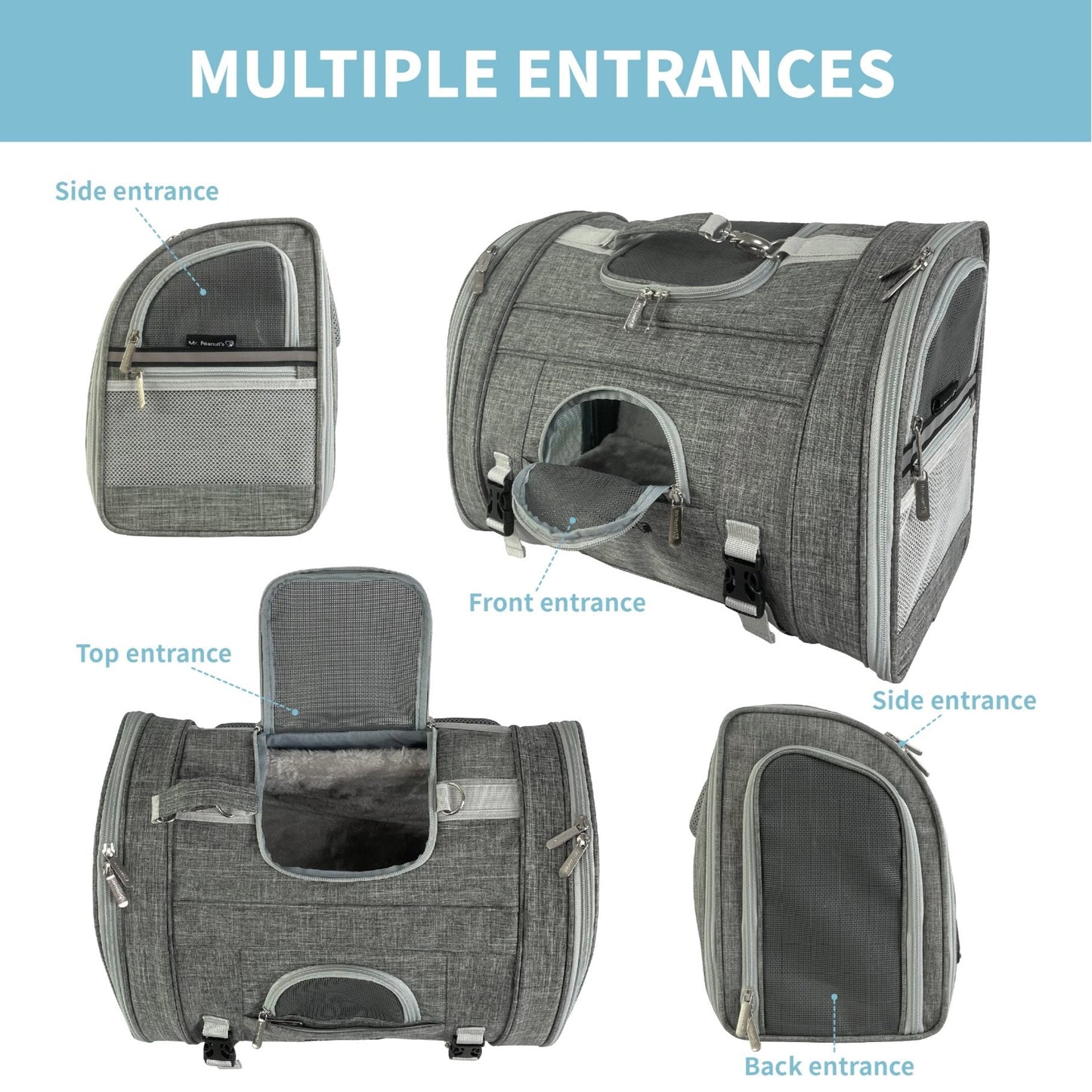 Mr. Peanut's Monterey Series Airline Compliant Horizontal Backpack Pet Carrier